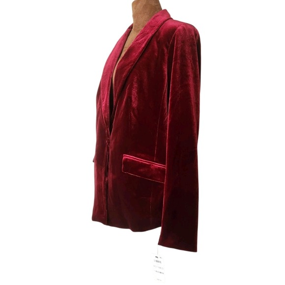 NWT International Concepts Velvet Blazer Jacket Petite M Burgandy Red Valentine - Picture 2 of 8
